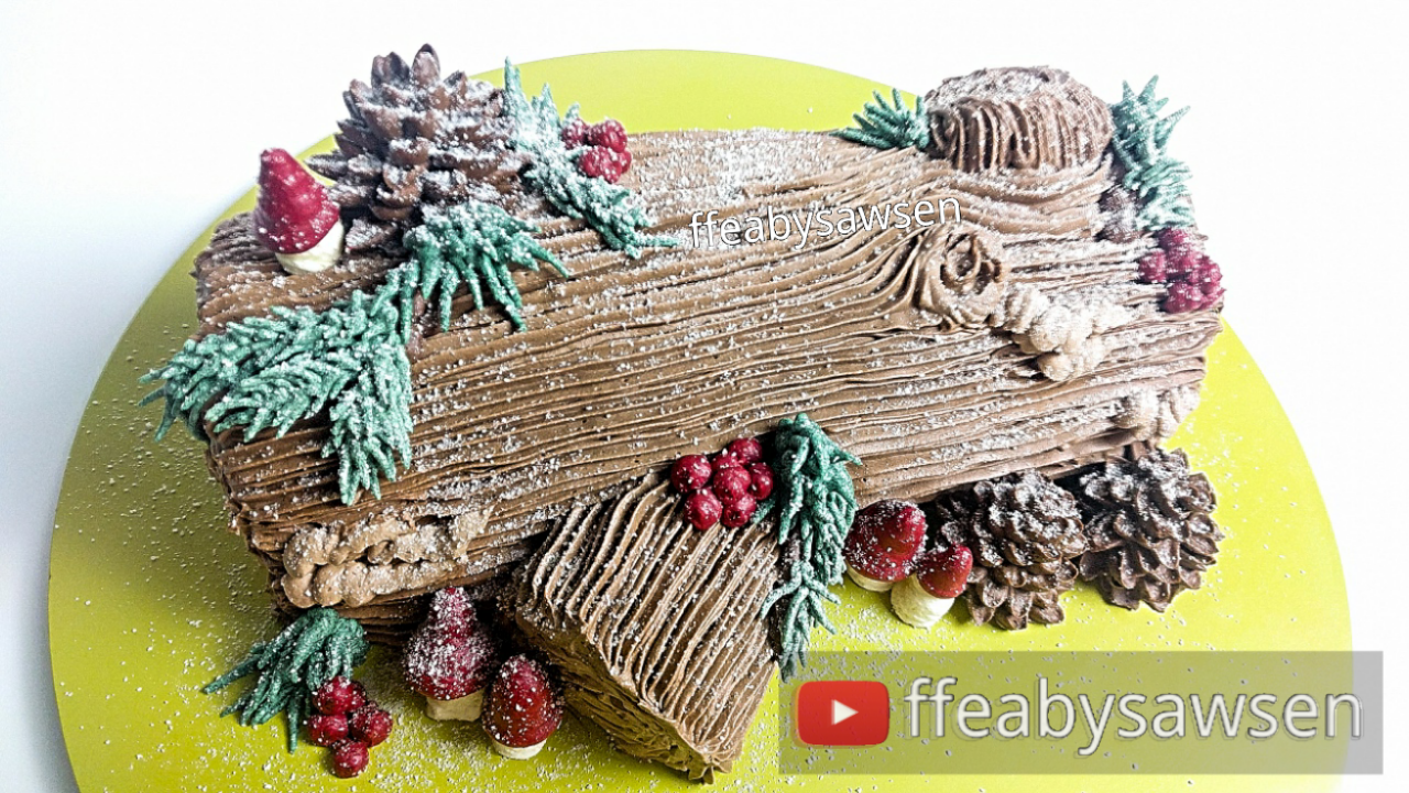 Stunning Christmas Yule Log / Buche de Noel cake tutorial - with recipe